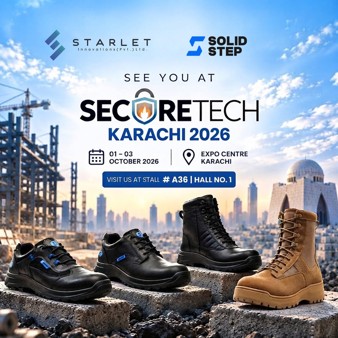See the Solid Step Safety Footwear Range at SecureTech Karachi 2026